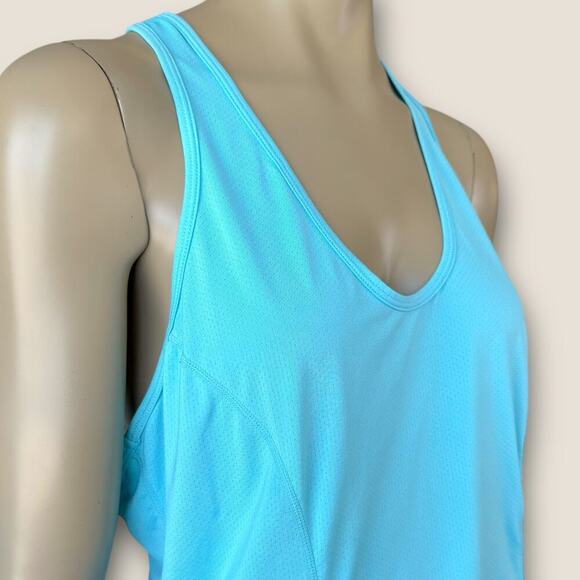 Zella Athletic Racerback Ruched Back Tank Top Gym Activewear Size L Long Blue - Picture 7 of 16